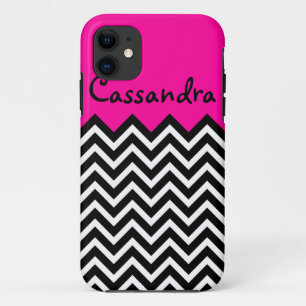 Heißes Rosa und schwarzes elegantes Zickzack Retr Case-Mate iPhone Hülle