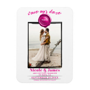 Heißes Rosa-Wachssiegel-Foto-Hochzeit Termin vorme Magnet