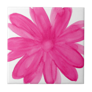 Heißes Rosawatercolor-Blume Fliese