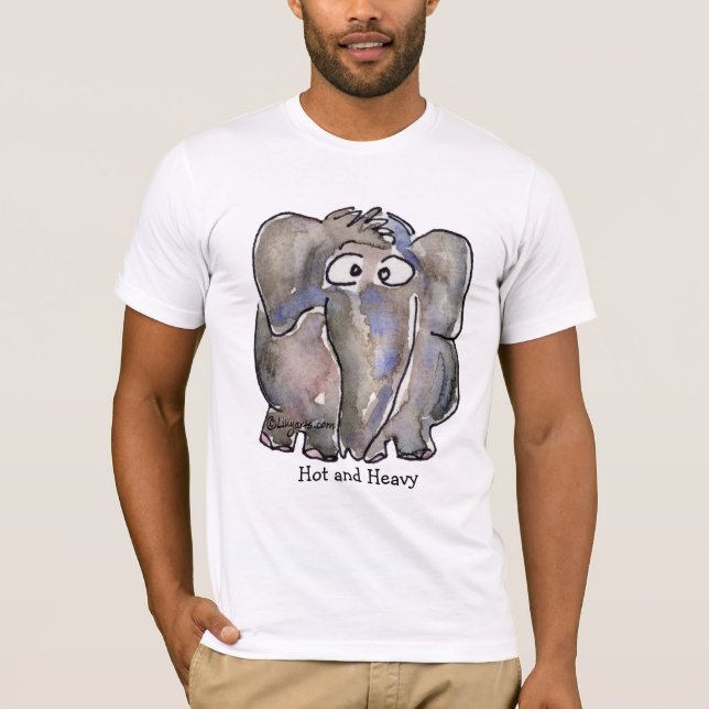 Heißes und schweres Cartoon-Elefant-T-Shirt T-Shirt (Vorderseite)