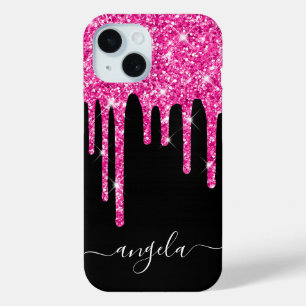 Heißglänzende rosa Glittertropfen Schwarze Glam-Un Case-Mate iPhone Hülle