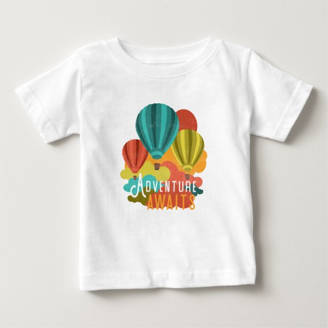 Heißluft-Ballon-Abenteuer erwartet Retro Blick Baby T-shirt (Vorderseite)