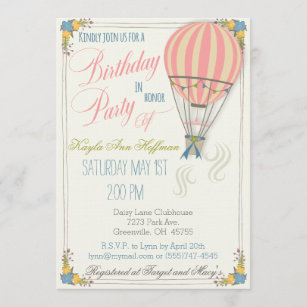 Heißluft-Ballon-Geburtstags-Party-Einladung Einladung