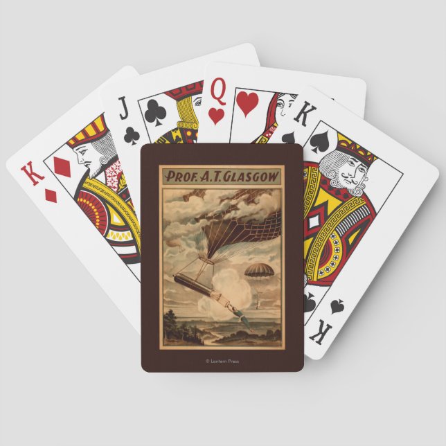 Heißluft-Ballon-Zirkus-Theater-Plakat Glasgows Spielkarten (Rückseite)