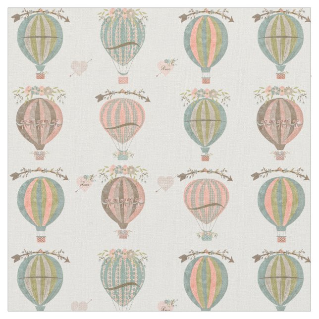 Heißluft-Ballone, Vintages Blumen Stoff (Nahaufnahme)