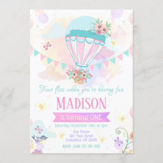 Heißluftballon 1. Geburtstag Einladung