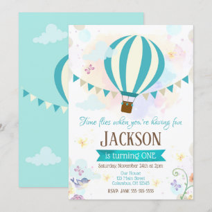 Heißluftballon 1. Geburtstag Einladung