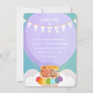 Heißluftballon 2. Geburtstags-Party Einladung