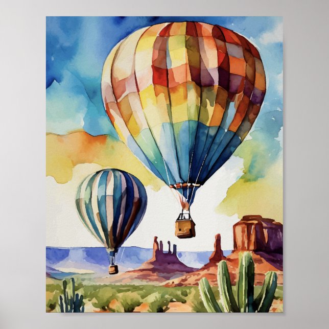 Heißluftballon Albuquerque Wasserfarbe Poster (Vorne)