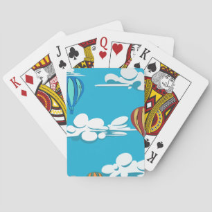 Heißluftballon am Himmel auf Poker-Karten Spielkarten