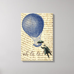 Heißluftballon auf Handschrift schwebender Mann Leinwanddruck