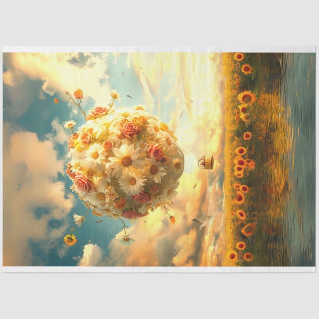 Heißluftballon aus Blume Decoupag Seidenpapier (Vorderseite)