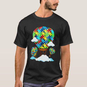 Heißluftballon-Autismus-Bewusstsein Süßes Herz-Puz T-Shirt