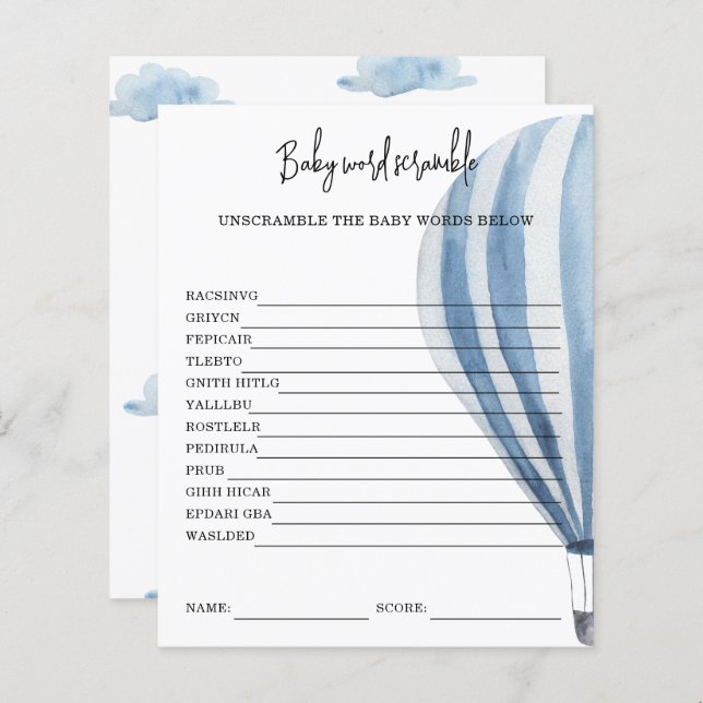 Heißluftballon - Baby Word Scramble (Vorne/Hinten)