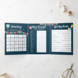 Heißluftballon Babyballonballons Flaggen neutrales Dreifach Gefaltete Einladung