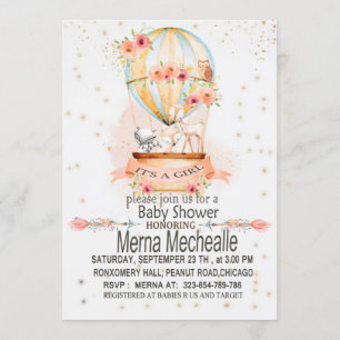 Heißluftballon Babydusche Einladung