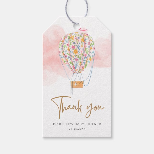 Heißluftballon Babydusche Geschenkanhänger (Vorderseite)