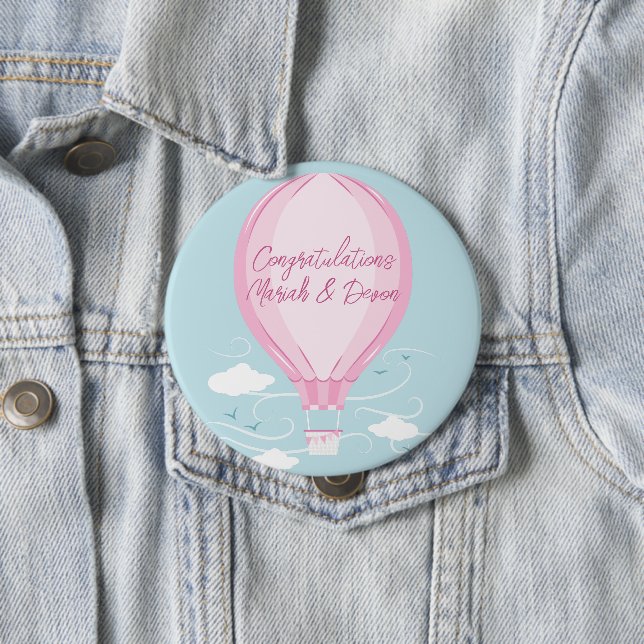 Heißluftballon Babydusche Pink Button (Beispiel)