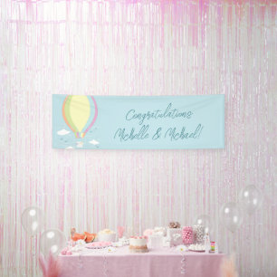 Heißluftballon Babydusche Regenbogen Banner
