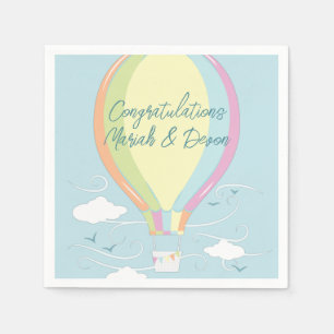 Heißluftballon Babydusche Regenbogen Serviette