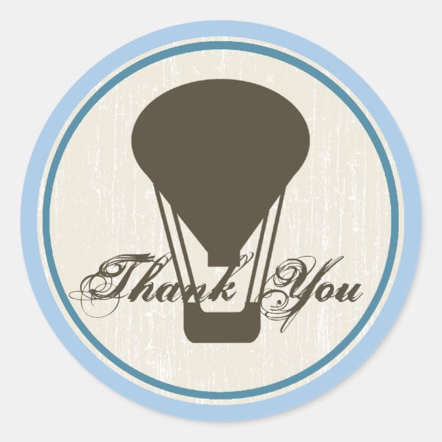 Heißluftballon Babydusche Runder Aufkleber (Vorderseite)