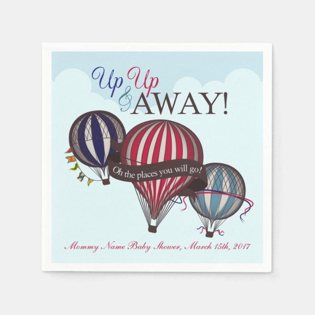 Heißluftballon Babydusche Servietten (Vorderseite)