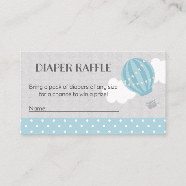 Heißluftballon Babydusche Windeln Raffle Tickets Begleitkarte (Vorderseite)
