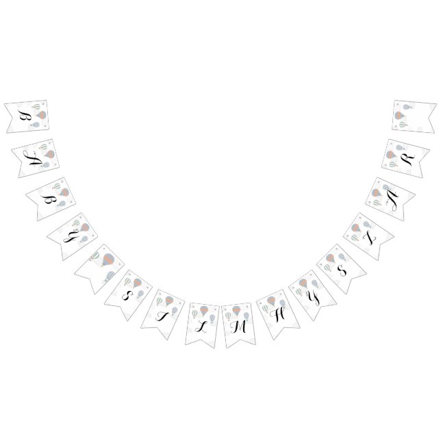 Heißluftballon Babyduschzeichen Wimpelkette (Alle)