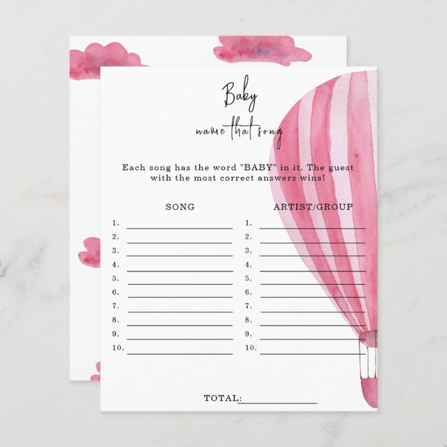 Heißluftballon - Benennen Sie das Lied Baby Duschg (Vorne/Hinten)