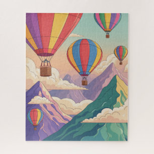 Heißluftballon-Bergabenteuer Puzzle