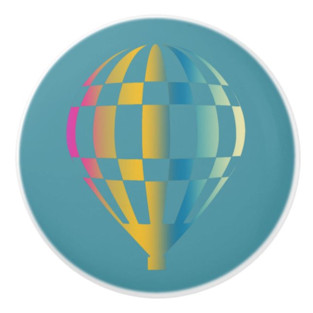 Heißluftballon Blau Keramikknauf (Vorderseite)
