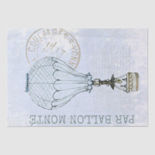 Heißluftballon Blue Sky Vintag Postmark Französisc Seidenpapier