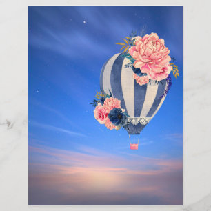 Heißluftballon Blumen auf blauem Himmel romantisch