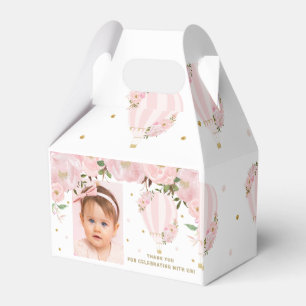 Heißluftballon Blush Pink Floral Foto Vielen Dank Geschenkschachtel