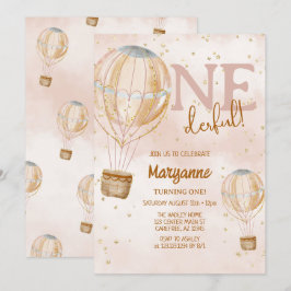Heißluftballon Boho 1. Geburtstag Einladung