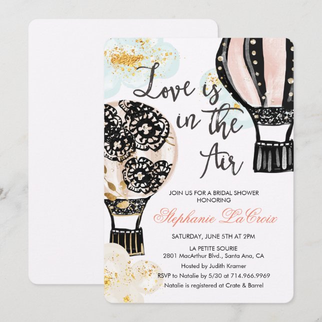 Heißluftballon Bridal Dusche Einladung (Vorne/Hinten)