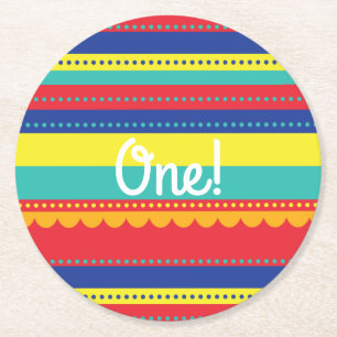 Heißluftballon Bunte Geburtstagsparty Runder Pappuntersetzer