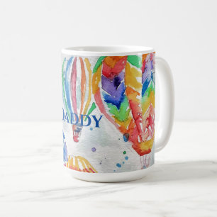 Heißluftballon Daddy bunt Wasserfarbe Tasse
