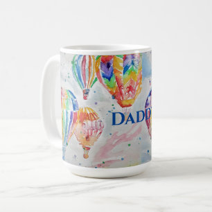 Heißluftballon Daddy bunt Wasserfarbe Tasse