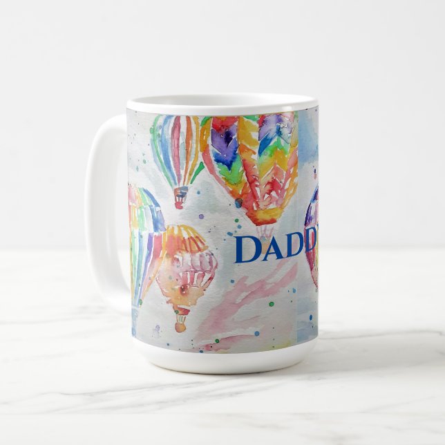 Heißluftballon Daddy bunt Wasserfarbe Tasse (Vorderseite Links)