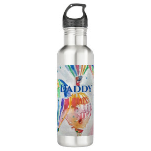 Heißluftballon Daddy bunt Wasserfarbe Tasse Edelstahlflasche