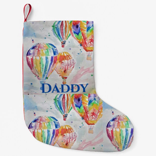 Heißluftballon Daddy bunt Wasserfarbe Tasse Kleiner Weihnachtsstrumpf (Vorderseite)