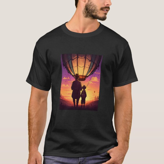 Heißluftballon, der Vater und Kind in der heißen L T-Shirt (Vorderseite)
