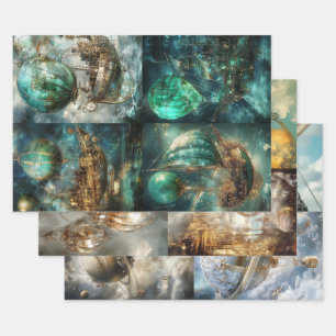 Heißluftballon-Designs & Steampunk Geschenkpapier Set