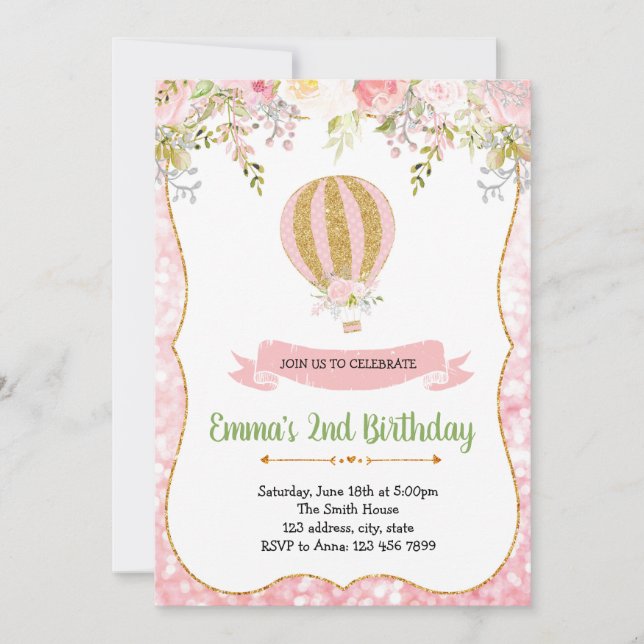 Heißluftballon - Einladung (Vorderseite)