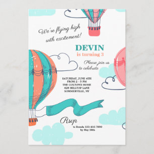 Heißluftballon-Einladung Einladung