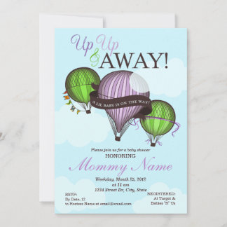 Heißluftballon-Einladung zur Babyparty 'Hoch hinau Einladung