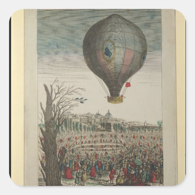 Heißluftballon-Experiment Quadratischer Aufkleber (Vorderseite)