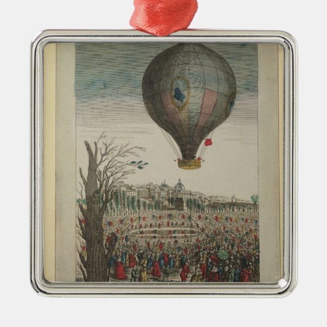 Heißluftballon-Experiment Silbernes Ornament (Vorne)