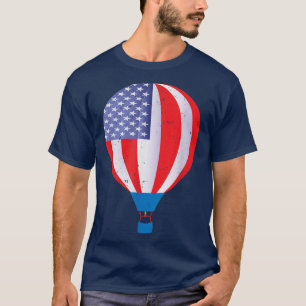 Heißluftballon-Fahrt-Shirt Amerikanische Flagge He T-Shirt